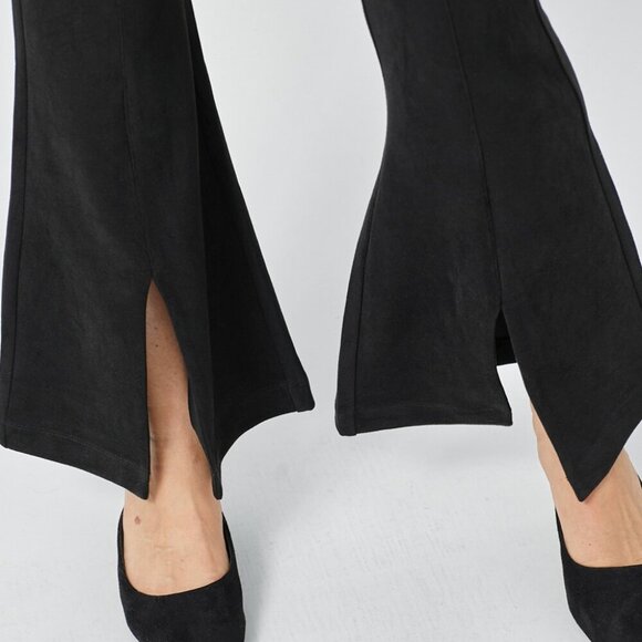 MYSTREE FRONT SLIT DETAILED SUEDE FLARE PANTS - Picture 4 of 4